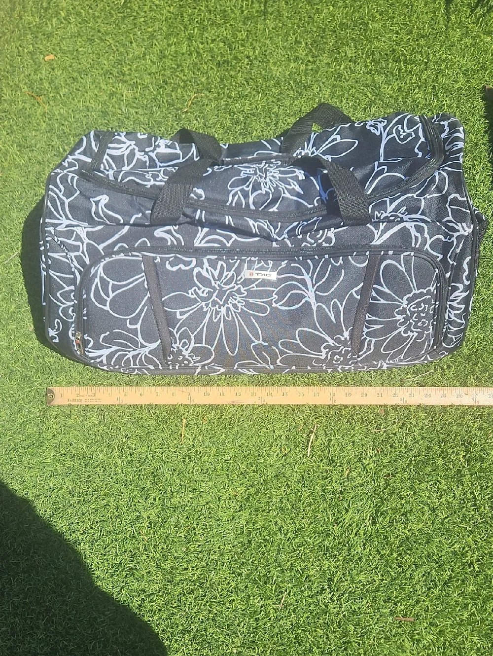 Tag Navy and White Floral Duffel Bag